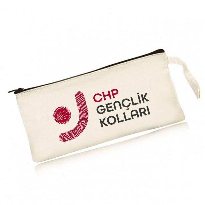 CHP Logolu Fermuarlı Ham Bez Kalemlik 20x10 cm Organik Geri Dönüştürülebilir Promosyon Model